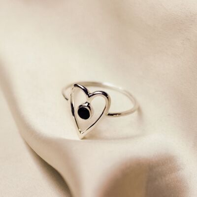 Venusring - Herz Onyx Silber