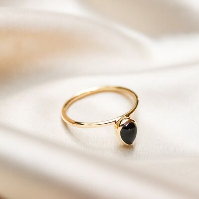 Neptune ring – droplet onyx gold