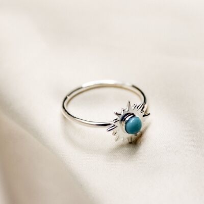 Anillo Aurora - anillo sol plata turquesa