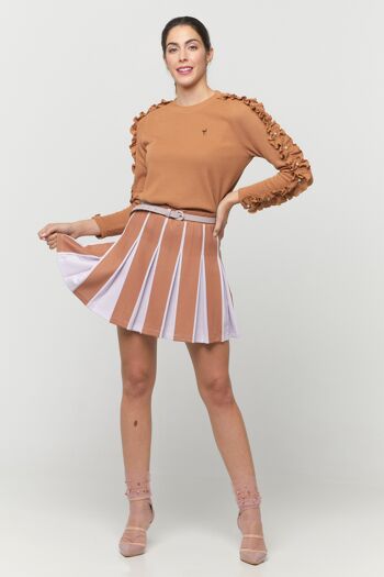 Falda Plisada con Cintura Elástica, Minifalda Plank Marron Meraki/Lila Bicolor 2