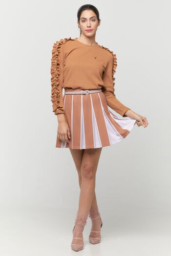 Falda Plisada con Cintura Elástica, Minifalda Plank Marron Meraki/Lila Bicolor 3