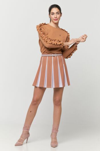 Falda Plisada con Cintura Elástica, Minifalda Plank Marron Meraki/Lila Bicolor 5