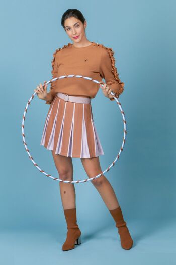 Falda Plisada con Cintura Elástica, Minifalda Plank Marron Meraki/Lila Bicolor 9