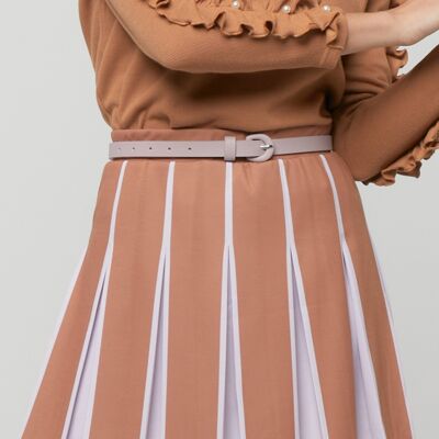 Falda Plisada con Cintura Elástica, Minifalda Plank Marron Meraki/Lila Bicolor