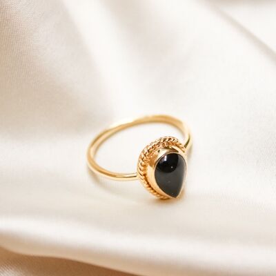 Scarlett ring - goddess onyx gold