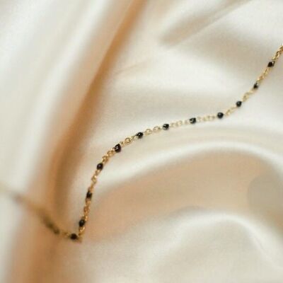 Efeu Halskette - schwarze Perlen Gold