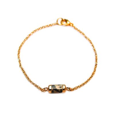 Pulsera Melia - barra hexagonal leopardo oro