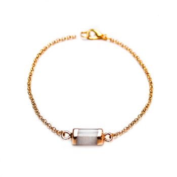 Bracelet Melia - Barre hexagonale or blanc