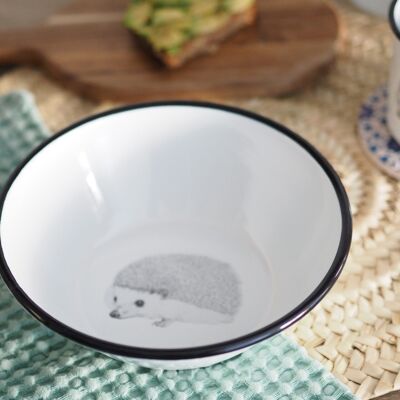 Hedgehog enameled steel bowl
