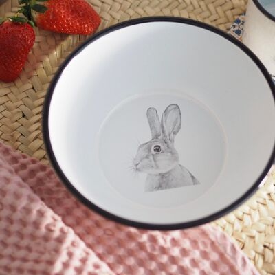 Rabbit enameled steel bowl