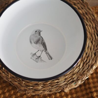 Robin enameled steel bowl