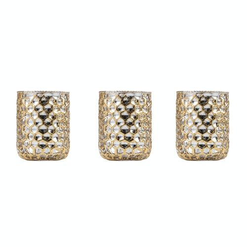 Sparkling Gold Beehive Glass Votive Candles