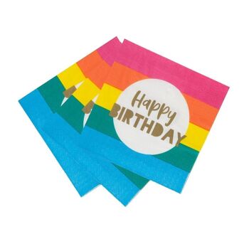 Serviettes Joyeux Anniversaire Arc-en-Ciel - Paquet de 16 8