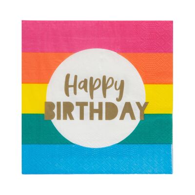 Regenbogen Happy Birthday Servietten – 16er Pack