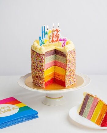 Serviettes Joyeux Anniversaire Arc-en-Ciel - Paquet de 16 4