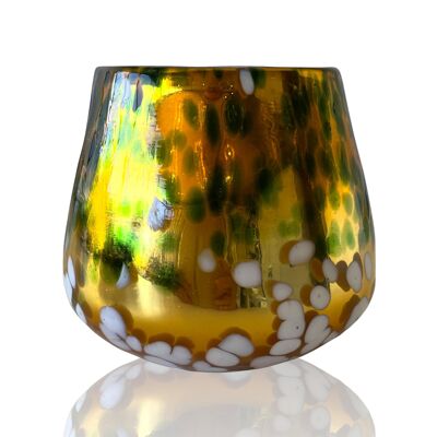 Green Speckled Glass Vase Candle