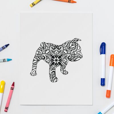 Bulldog Colour in yourself Greetings Card