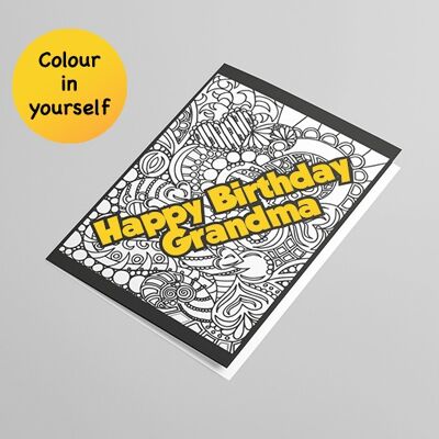 Joyeux anniversaire grand-mère. Carte d'activité à colorier