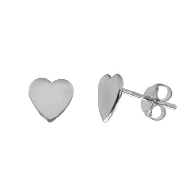Ear studs heart 925 silver rhodium plated