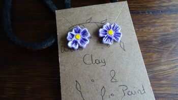 Clous fleurs myosotis, petits clous fleuris en argile - violet 3