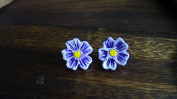 Clous fleurs myosotis, petits clous fleuris en argile - violet 4