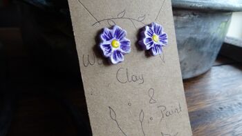 Clous fleurs myosotis, petits clous fleuris en argile - violet 5