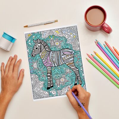 Zebra Colour in yourself Greetings Card Activity Card