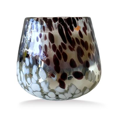 Braun gesprenkeltes Glas 100HR Vase Kerze