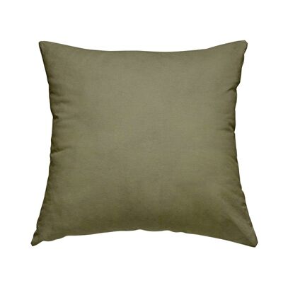 Polyester Fabric Flock Moleskin Green Plain Cushions Piped Finish Handmade To Order