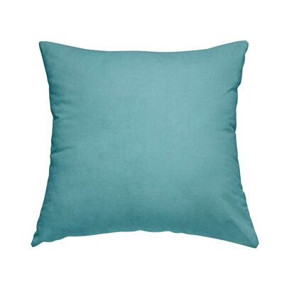 Polyester Fabric Flock Moleskin Teal Blue Plain Cushions Piped Finish Handmade To Order