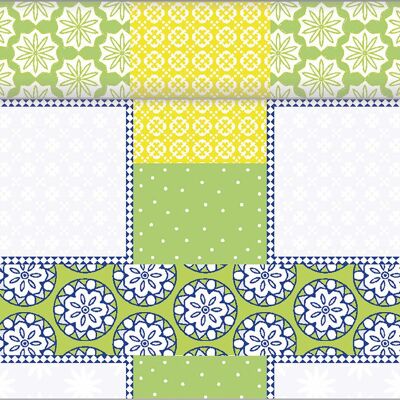 Runner da tavola Selina in giallo-verde di Linclass® Airlaid 40 cm x 4,80 m, 1 pezzo - Mediterraneo