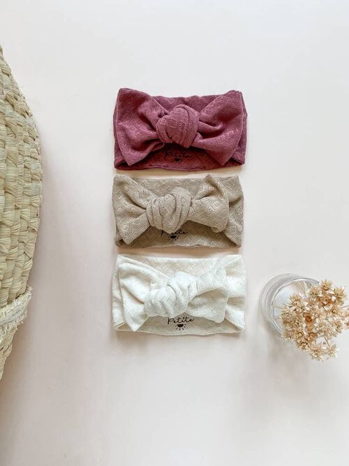 Bow headband / organic cotton pointoille