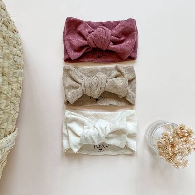 Bow headband / organic cotton pointoille
