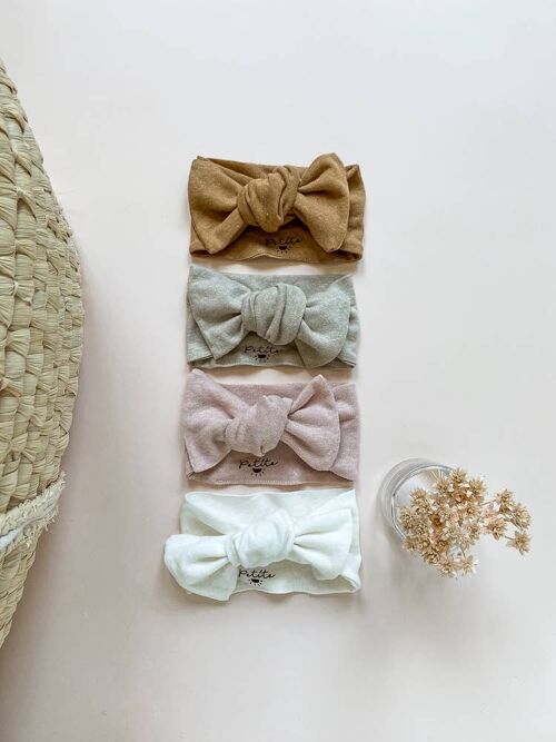 Bow headband / linen knit