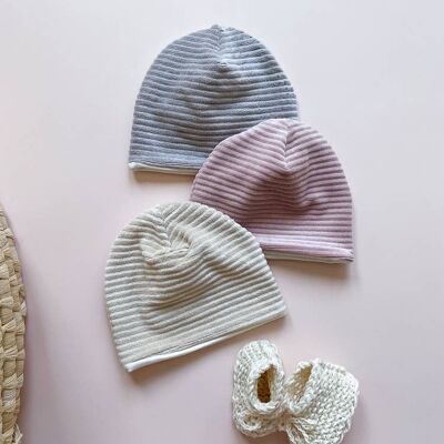 Baby beanie / ribbed cotton