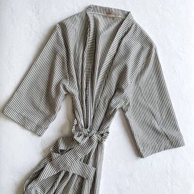 Cotton robe /  stripes - black & cream