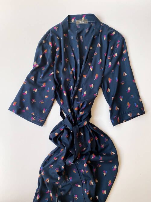 Viscose robe / abstract midnight