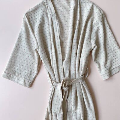 Linen + viscose robe / embroidered stripes