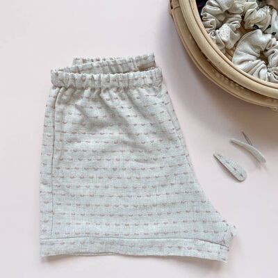 Loungewear shorts / embroidered linen