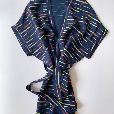 Kimono / rayas de lino - medianoche