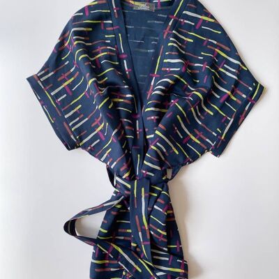 Kimono / linen stripes - midnight
