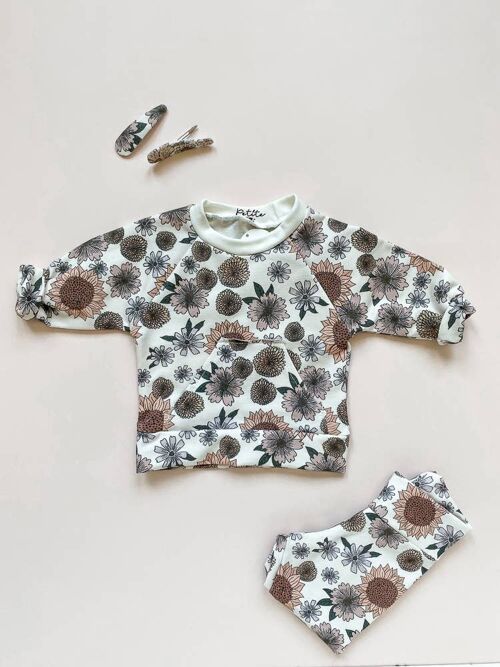 Baby cotton sweatshirt /  dahlias