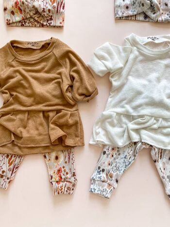 Legging bébé / fleuri côtelé 4