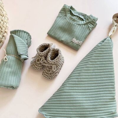 Pacifier blanket / soft ribbed - sage