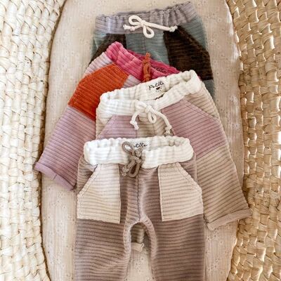 Pantaloni della tuta in cotone per bebè / colorblock
