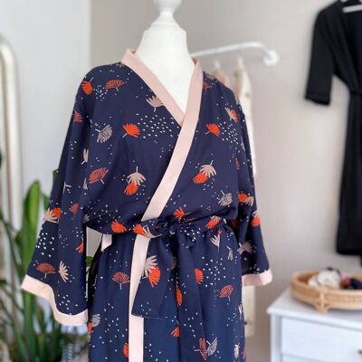 Kimono viscosa / palmetto medianoche
