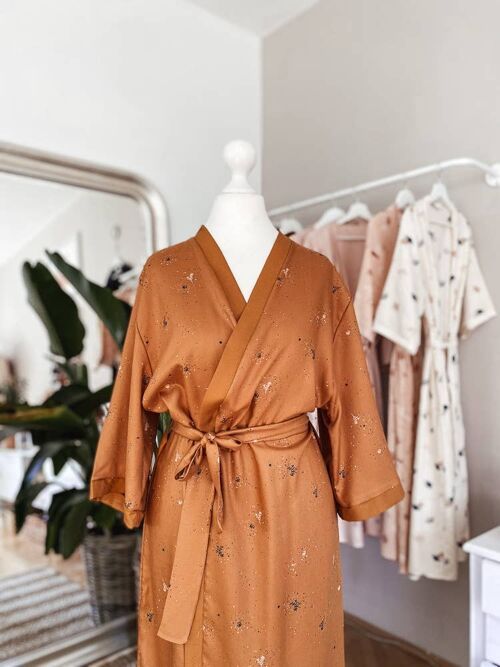 Viscose kimono / twig tan ruffle