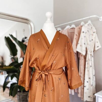 Kimono viscose / volant fauve brindille