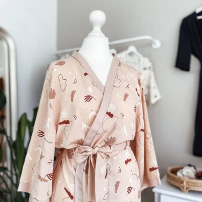 Kimono in viscosa / fard astratto