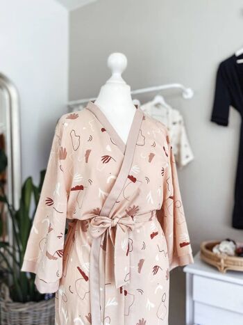 Kimono viscose / blush abstrait 1